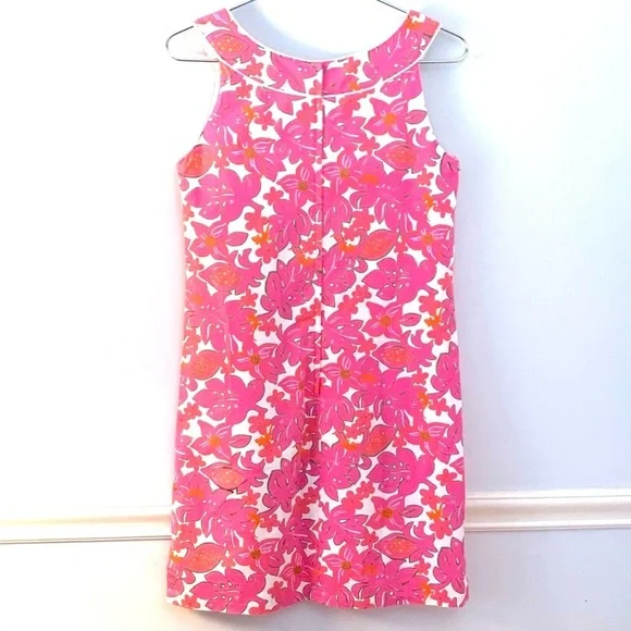 LILLY PULITZER Sleeveless Floral Knot Rope Shift Dress, pink and white - Picture 2 of 6